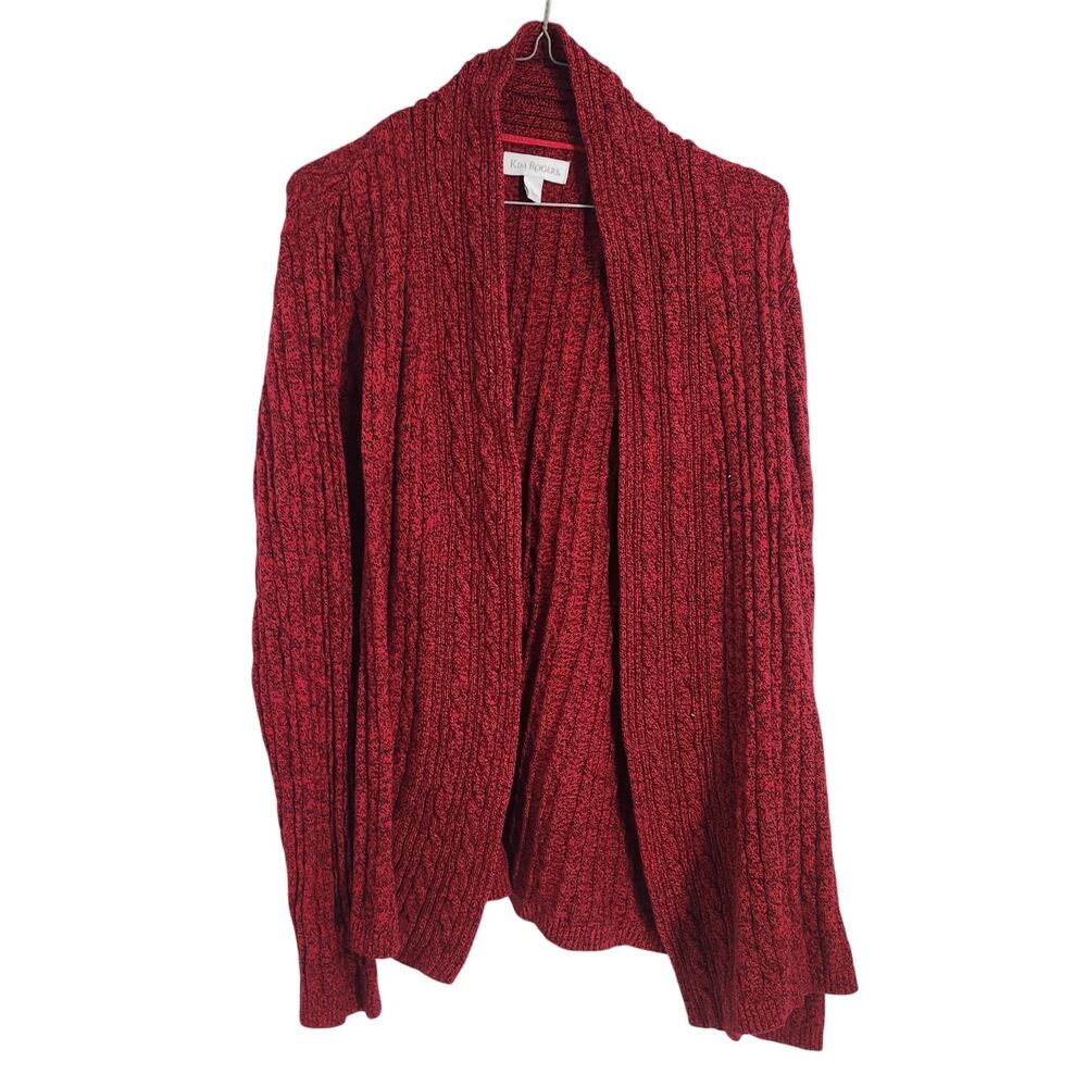Kim Rogers Red Open Front Cardigan Sweater Womens Size Large L